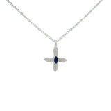 Collier en argent 925 croix zircons blancs et lapis lazulis 42 cm