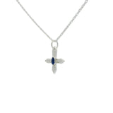 Collier en argent 925 croix zircons blancs et lapis lazulis 42 cm