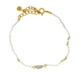 Bracelet doré Labradorite et Pierre de lune avec disques dorés