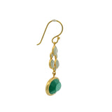 Boucles d'oreilles onyx verte ovale et préhnite