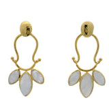 Boucles d'oreilles martelées fleur pierre de lune