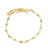 Bracelet doré pierre de lune avec tubes et couronnes dorées