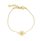 Bracelet doré petite fleur ajouré en pierre de lune