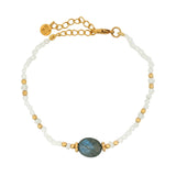 Bracelet doré labradorite et pierre de lune