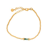 Bracelet doré petites boules et trio de Rubis zoisite