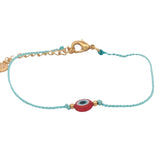 Turquoise chain cord bracelet and talismans