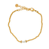 Bracelet doré trio de pierre de lune avec boules et couronnes dorées