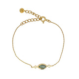Bracelet doré avec labradorite ovale et zircons blancs