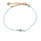 Turquoise chain cord bracelet and talismans