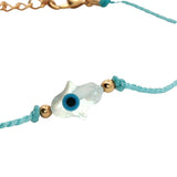 Turquoise chain cord bracelet and talismans
