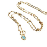 Collier doré zircon turquoise serti clos 38 cm