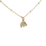Collier doré petit éléphant avec zircons 38 cm