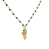 Collier doré onyx noire poisson zircons blancs et noirs 44cm