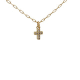 Collier doré petite croix avec zircons 38 cm
