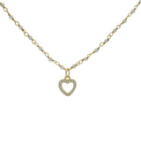 Collier doré rosary labradorite et coeur zircons blancs 42 cm