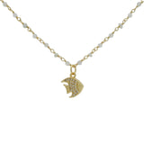 Collier rosary pierre de lune labradorite et poisson zircons 44 cm