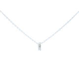 Collier argent anneau oval tressé zircons 42 cm