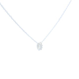 Collier argent anneau oval tressé zircons 42 cm