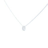 Collier argent anneau oval tressé zircons 42 cm