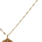 Collier doré médaille avec main de fatma et zircons baguette 50 cm