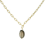 Rectangle mesh necklace and smooth natural stone