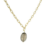 Rectangle mesh necklace and smooth natural stone