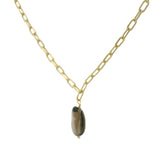 Rectangle mesh necklace and smooth natural stone