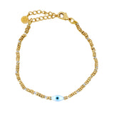Bracelet doré perles dorées oeil nacre