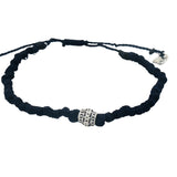 Bracelet cordon bleu marine perle bohème en argent 925