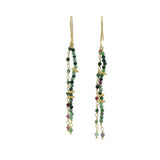 Boucles d'oreilles dorées pendantes avec Rubis Zoisite