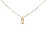 Collier doré petit poisson avec croix 38 cm