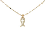 Collier doré petit poisson avec croix 38 cm