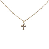 Collier doré petite croix avec zircons 38 cm