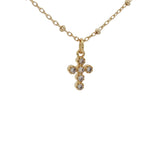 Collier doré petite croix avec zircons 38 cm