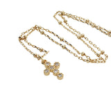 Collier doré petite croix avec zircons 38 cm