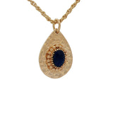 Collier doré goutte martelée lapis lazulis 50 cm
