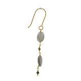 Double labradorite and tourmaline gold earrings