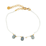 Bracelet doré 3 gouttes en labradorite et pierre de lune