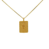 Collier doré plaque texturée et croix 42 cm