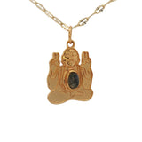 Collier doré bouddha avec labradorite 42 cm