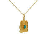 Collier doré bouddha assis et  turquoise cabochon 42 cm