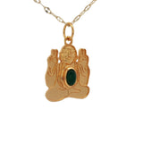 Collier doré Bouddha onyx verte 42 cm