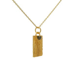 Collier doré plaque rayons de soleil et labradorite 42 cm