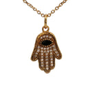 Collier doré main de fatma pierre et zircons 42 cm
