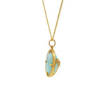 Collier doré scarabée amazonite zircons 42 cm
