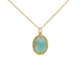 Collier doré scarabée amazonite zircons 42 cm
