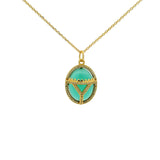 Collier scarabée onyx verte et zircons blancs 42 cm