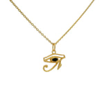Collier doré oeil d'Horus avec onyx noire 42 cm
