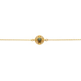 Bracelet doré médaille labradorite zircons