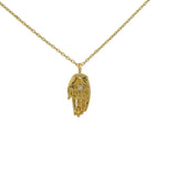 Collier doré main ouverte et zircon 42 cm